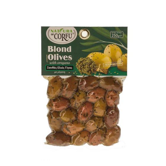 NATURA OF GREECE BLOND OLIVES WITH OREGANO (MAMOUTH) 250g