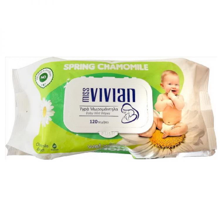 MISS VIVIAN BABY WET WIPES (PURE CAMOMILE) ALCOHOL &PARABEN FREE (72pcs)